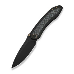 WE Winsome Folding Knife Black Titanium/Gray G10 Rose Carbon Fiber Handle M390 Plain Black Blade WE23092-1