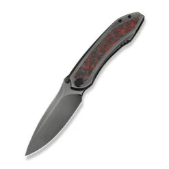 WE Winsome Folding Knife Polished Gray Titanium/Lava Flow Carbon Fiber Handle M390 Plain Edge WE23092-4