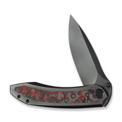 WE Winsome Folding Knife Polished Gray Titanium/Lava Flow Carbon Fiber Handle M390 Plain Edge WE23092-4 -We Knife Clipping Path Winsome WE23092 4 3 38179.1741294489