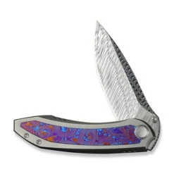 WE Winsome Folding Knife Polished Beadblast Titanium/Timascus Handle Damasteel Plain Edge WE23092-DS1 -We Knife Clipping Path Winsome WE23092 DS1 3 17230.1741295314