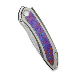 WE Winsome Folding Knife Polished Beadblast Titanium/Timascus Handle Damasteel Plain Edge WE23092-DS1 -We Knife Clipping Path Winsome WE23092 DS1 4 68507.1741295315