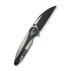 WE Zenthra Folding Knife Satin/Black Titanium/Shred Carbon Fiber Handle M390 Plain Edge Black Stonewash/Satin Flat Finish WE24021C-1
