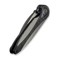 WE Zenthra Folding Knife Satin/Black Titanium/Shred Carbon Fiber Handle M390 Plain Edge Black Stonewash/Satin Flat Finish WE24021C-1 -We Knife Clipping Path Zenthra WE24021C 1 6 90640.1739209064