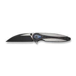 WE Zenthra Folding Knife Satin/Black Titanium/Shred Carbon Fiber Handle M390 Plain Edge Black Stonewash/Satin Flat Finish WE24021C-1 -We Knife Clipping Path Zenthra WE24021C 1 8 10505.1739209063