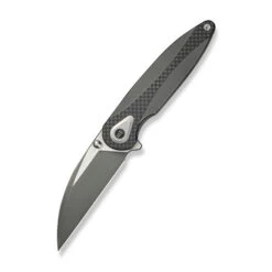 WE Zenthra Folding Knife Gray Titanium/Twill Carbon Fiber Handle M390 Plain Edge Gray Stonewash/Satin Flat Finish WE24021C-2 -We Knife Clipping Path Zenthra WE24021C 2 1 52435.1739213079