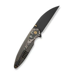 WE Zenthra Folding Knife Bronze/Black Titanium/Copper Foil Carbon Fiber Handle M390 Plain Edge Black Stonewash Finish WE24021C-3 -We Knife Clipping Path Zenthra WE24021C 3 2 29571.1739214780