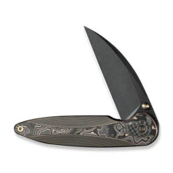 WE Zenthra Folding Knife Bronze/Black Titanium/Copper Foil Carbon Fiber Handle M390 Plain Edge Black Stonewash Finish WE24021C-3 -We Knife Clipping Path Zenthra WE24021C 3 3 56850.1739214781