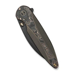 WE Zenthra Folding Knife Bronze/Black Titanium/Copper Foil Carbon Fiber Handle M390 Plain Edge Black Stonewash Finish WE24021C-3 -We Knife Clipping Path Zenthra WE24021C 3 4 11047.1739214781