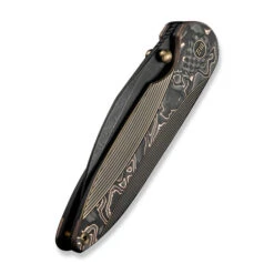 WE Zenthra Folding Knife Bronze/Black Titanium/Copper Foil Carbon Fiber Handle M390 Plain Edge Black Stonewash Finish WE24021C-3 -We Knife Clipping Path Zenthra WE24021C 3 6 04706.1739214781