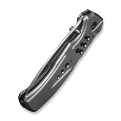 WE Button Lock Zentron Folding Knife Gray Titanium Handle M390 Plain Edge Satin Finish WE24094-2 -We Knife Clipping Path Zentron WE24094 2 6 25137.1754490395