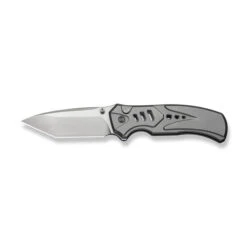 WE Button Lock Zentron Folding Knife Gray Titanium Handle M390 Plain Edge Satin Finish WE24094-2 -We Knife Clipping Path Zentron WE24094 2 8 76262.1754490395