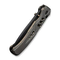 WE Button Lock Zentron Folding Knife Bronze Titanium Handle M390 Plain Edge Black Stonewash Finish WE24094-3 -We Knife Clipping Path Zentron WE24094 3 6 19872.1754490478