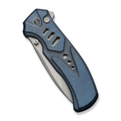 WE Button Lock Zentron Folding Knife Blue Titanium Handle M390 Plain Edge Stonewash Finish WE24094-4 -We Knife Clipping Path Zentron WE24094 4 4 34270.1754492050