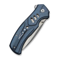 WE Button Lock Zentron Folding Knife Blue Titanium Handle M390 Plain Edge Stonewash Finish WE24094-4 -We Knife Clipping Path Zentron WE24094 4 5 62302.1754492050