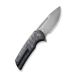 WE Mini Malice Button Lock Folding Knife Tiger Stripe Flamed Titanium Handle 20CV Plain Edge Silver Bead Blast Finish WE054BL-6 -We Knife WE054BL 6 Mini Malice 2 70408.1669740033