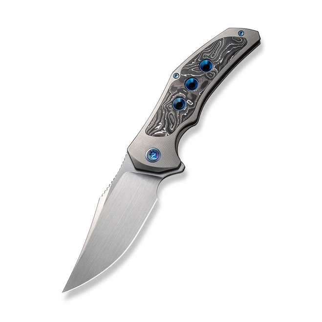WE Magnetron Folding Knife Gray/Black/Blue Titanium/Aluminum Foil Carbon Fiber Handle 20CV Clip Point Plain Edge Hand Rubbed Satin Finish WE18058-1 3 WE Magnetron Folding Knife Gray/Black/Blue Titanium/Aluminum Foil Carbon Fiber Handle 20CV Clip Point Plain Edge Hand Rubbed Satin Finish WE18058-1