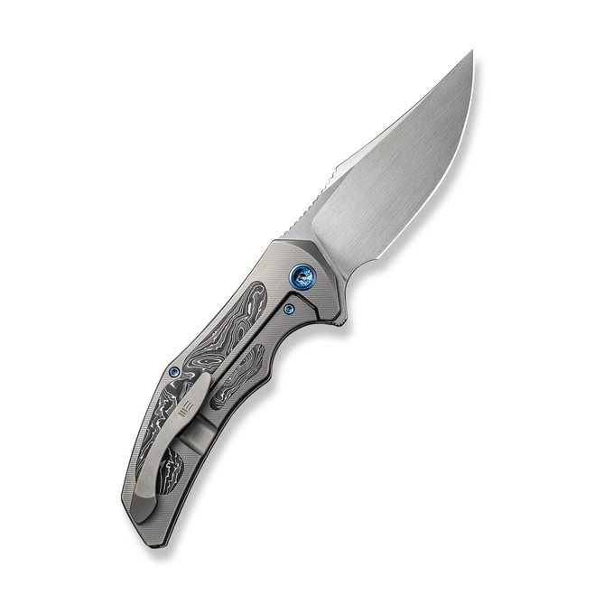 WE Magnetron Folding Knife Gray/Black/Blue Titanium/Aluminum Foil Carbon Fiber Handle 20CV Clip Point Plain Edge Hand Rubbed Satin Finish WE18058-1 4 WE Magnetron Folding Knife Gray/Black/Blue Titanium/Aluminum Foil Carbon Fiber Handle 20CV Clip Point Plain Edge Hand Rubbed Satin Finish WE18058-1 - Image 2