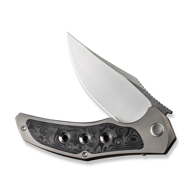 WE Magnetron Folding Knife Gray/Black/Natural Steel Titanium/Rose Carbon Fiber Handle 20CV Clip Point Plain Edge Hand Rubbed Satin Finish WE18058-2 5 WE Magnetron Folding Knife Gray/Black/Natural Steel Titanium/Rose Carbon Fiber Handle 20CV Clip Point Plain Edge Hand Rubbed Satin Finish WE18058-2 - Image 3