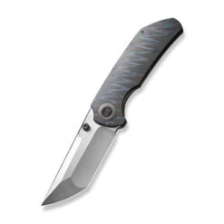 WE Thug XL Folding Knife Tiger Stripe Flame Titanium Handle 20CV Tanto Plain Edge Satin Finish WE20028D-2