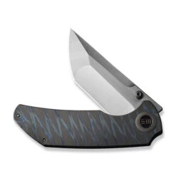 WE Thug XL Folding Knife Tiger Stripe Flame Titanium Handle 20CV Tanto Plain Edge Satin Finish WE20028D-2 -We Knife WE20028D 2 Thug XL 3 64154.1669652876