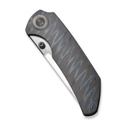 WE Thug XL Folding Knife Tiger Stripe Flame Titanium Handle 20CV Tanto Plain Edge Satin Finish WE20028D-2 -We Knife WE20028D 2 Thug XL 4 76308.1669652876