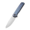 Discontinued WE Charith Fragg Pattern Folding Knife Blue Titanium Handle 20CV Drop Point Plain Edge Silver Bead Blast Finish Limited Editon WE20056B-1