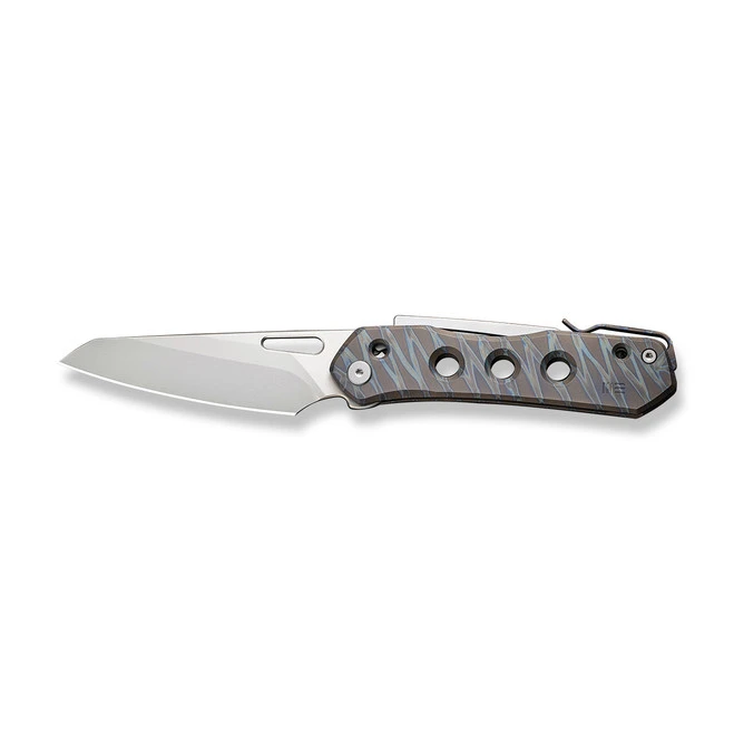 WE Vision R Folding Knife Tiger Stripe Flamed Titanium Handle 20CV Reverse Tanto Plain Edge Silver Bead Blast Finish WE21031-6 10 WE Vision R Folding Knife Tiger Stripe Flamed Titanium Handle 20CV Reverse Tanto Plain Edge Silver Bead Blast Finish WE21031-6 - Image 8