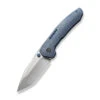 WE Trogon Folding Knife Blue Titanium Handle 20CV Plain Edge Spear Point Silver Bead Blast Finish WE22002B-1