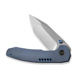 WE Trogon Folding Knife Blue Titanium Handle 20CV Plain Edge Spear Point Silver Bead Blast Finish WE22002B-1 12 WE Trogon Folding Knife Blue Titanium Handle 20CV Plain Edge Spear Point Silver Bead Blast Finish WE22002B-1 -We Knife WE22002B 1 Trogon 3 65932.1671451198