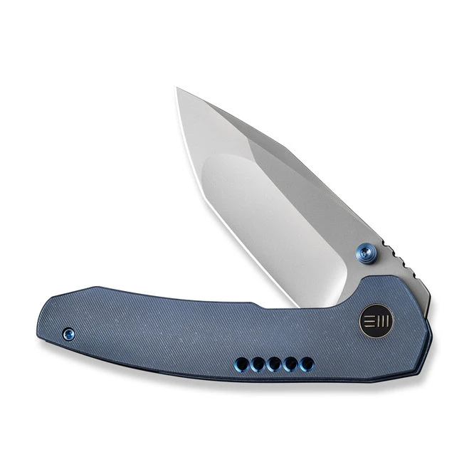 WE Trogon Folding Knife Blue Titanium Handle 20CV Plain Edge Spear Point Silver Bead Blast Finish WE22002B-1 5 WE Trogon Folding Knife Blue Titanium Handle 20CV Plain Edge Spear Point Silver Bead Blast Finish WE22002B-1 - Image 3