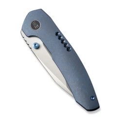 WE Trogon Folding Knife Blue Titanium Handle 20CV Plain Edge Spear Point Silver Bead Blast Finish WE22002B-1 13 WE Trogon Folding Knife Blue Titanium Handle 20CV Plain Edge Spear Point Silver Bead Blast Finish WE22002B-1 -We Knife WE22002B 1 Trogon 4 98574.1671451198