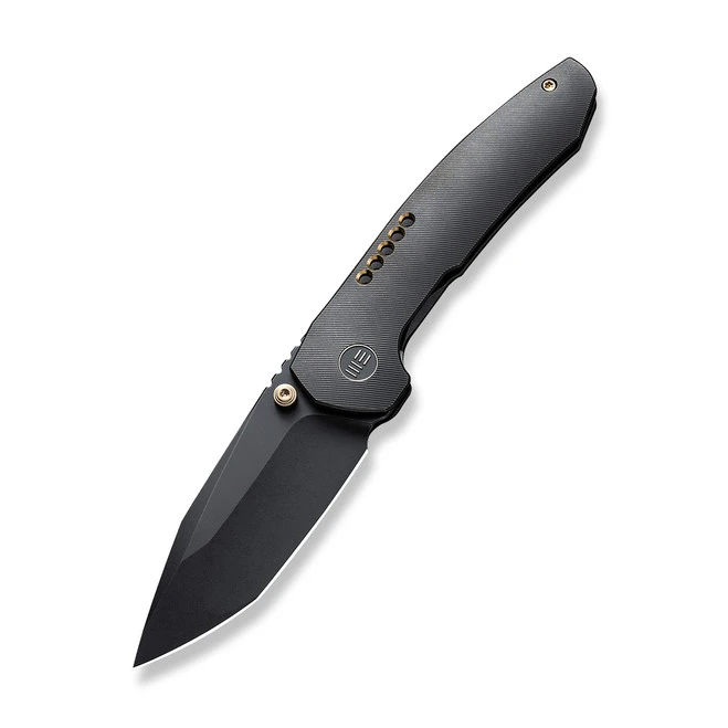 WE Trogon Folding Knife Black Titanium Handle 20CV Plain Edge Spear Point Black Stonewash Finish WE22002B-2 3 WE Trogon Folding Knife Black Titanium Handle 20CV Plain Edge Spear Point Black Stonewash Finish WE22002B-2
