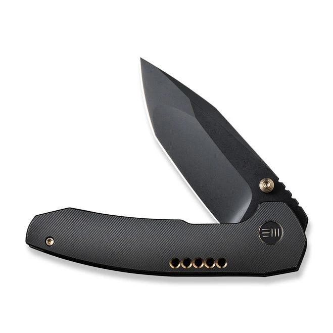 WE Trogon Folding Knife Black Titanium Handle 20CV Plain Edge Spear Point Black Stonewash Finish WE22002B-2 6 WE Trogon Folding Knife Black Titanium Handle 20CV Plain Edge Spear Point Black Stonewash Finish WE22002B-2 - Image 4