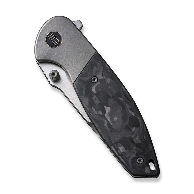 WE Nitro Mini Folding Knife Gray Titanium/Marble Carbon Fiber Inlay Handle 20CV Drop Point Plain Edge Hand Rubbed Satin Finish WE22015-1 6 WE Nitro Mini Folding Knife Gray Titanium/Marble Carbon Fiber Inlay Handle 20CV Drop Point Plain Edge Hand Rubbed Satin Finish WE22015-1 - Image 4