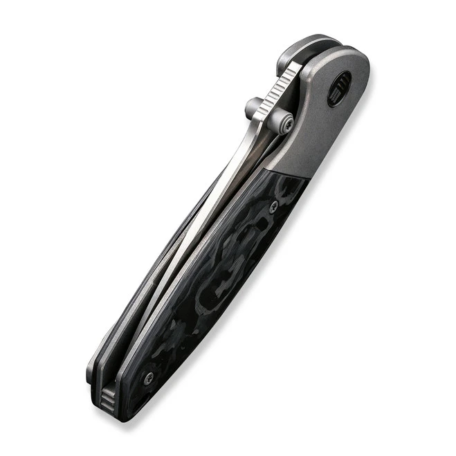 WE Nitro Mini Folding Knife Gray Titanium/Marble Carbon Fiber Inlay Handle 20CV Drop Point Plain Edge Hand Rubbed Satin Finish WE22015-1 8 WE Nitro Mini Folding Knife Gray Titanium/Marble Carbon Fiber Inlay Handle 20CV Drop Point Plain Edge Hand Rubbed Satin Finish WE22015-1 - Image 6