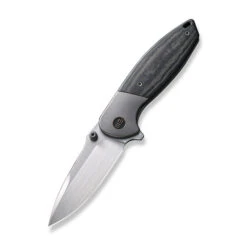 WE Nitro Mini Folding Knife Gray Titanium/Black Linen Micarta Handle 20CV Drop Point Hand Rubbed Satin Finish WE22015-3