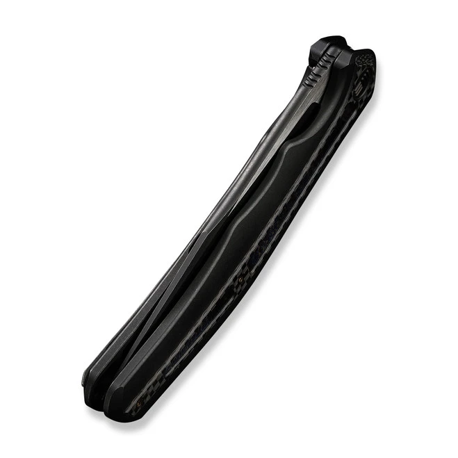 WE Zonda Folding Knife Titanium/Twill Carbon Fiber/Flamed Titanium Inlay Handle 20CV Clip Point Plain Edge Black Stonewash/Satin Flat Finish WE22016-1 8 WE Zonda Folding Knife Titanium/Twill Carbon Fiber/Flamed Titanium Inlay Handle 20CV Clip Point Plain Edge Black Stonewash/Satin Flat Finish WE22016-1 - Image 6