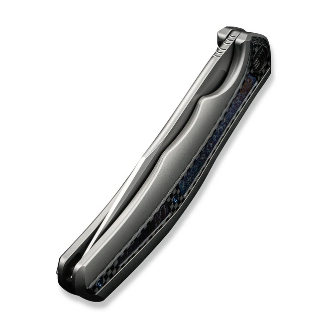 WE Zonda Folding Knife Gray Titanium/Twill Carbon Fiber/Flamed Titanium Inlay Handle 20CV Clip Point Plain Edge Silver Bead Blast Finish WE22016-2 8 WE Zonda Folding Knife Gray Titanium/Twill Carbon Fiber/Flamed Titanium Inlay Handle 20CV Clip Point Plain Edge Silver Bead Blast Finish WE22016-2 - Image 6