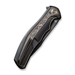 WE Zonda Folding Knife Black Titanium/Titanium Copper Foil Carbon Fiber Inlay Handle 20CV Clip Point Plain Edge Black Stonewash Bevels Black Brushed Flats Finish WE22016-3 -We Knife WE22016 3 Zonda 10 61728.1691424584