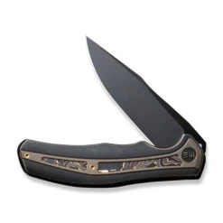 WE Zonda Folding Knife Black Titanium/Titanium Copper Foil Carbon Fiber Inlay Handle 20CV Clip Point Plain Edge Black Stonewash Bevels Black Brushed Flats Finish WE22016-3 -We Knife WE22016 3 Zonda 3 77480.1691424584