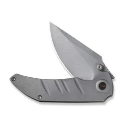 WE Riff-Raff Folding Knife Gray Titanium Handle 20CV Clip Point Plain Edge Gray Stonewash Finish WE22020B-3 -We Knife WE22020B 3 Riff Raff 3 31960.1684870942