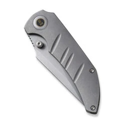 WE Riff-Raff Folding Knife Gray Titanium Handle 20CV Clip Point Plain Edge Gray Stonewash Finish WE22020B-3 -We Knife WE22020B 3 Riff Raff 4 87596.1684870942