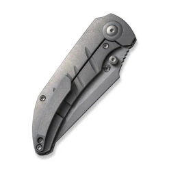 WE Riff-Raff Folding Knife Gray Titanium Handle 20CV Clip Point Plain Edge Gray Stonewash Finish WE22020B-3 -We Knife WE22020B 3 Riff Raff 5 05767.1684870942