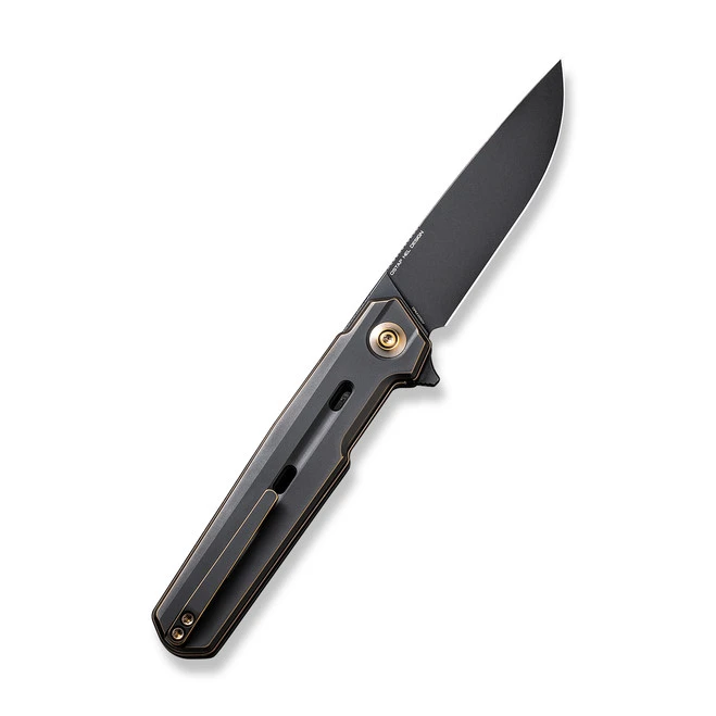 WE Navo Folding Knife Bronze/Black Titanium Handle 20CV Drop Point Plain Edge Black Stonewash Finish WE22026-3 4 WE Navo Folding Knife Bronze/Black Titanium Handle 20CV Drop Point Plain Edge Black Stonewash Finish WE22026-3 - Image 2