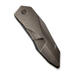 WE Solid Folding Knife Polished Bronze Titanium Handle 20CV Plain Edge Black Stonewash Finish WE22028-3 -We Knife WE22028 3 Solid 4 83446.1692628275