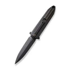 WE Diatomic Folding Knife Black Titanium Handle 20CV Dagger Plain Edge Black Stonewash Finish WE22032-1