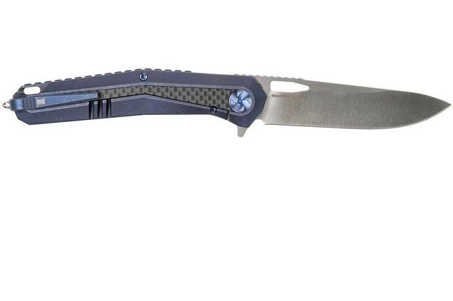 WE Knife Caliber 808A Pocket Knife, Blue Ti, CF Inlay, Satin Blade 4 WE Knife Caliber 808A Pocket Knife, Blue Ti, CF Inlay, Satin Blade - Image 2