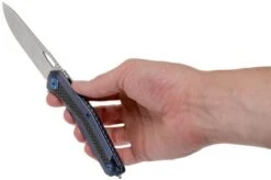 WE Knife Caliber 808A Pocket Knife, Blue Ti, CF Inlay, Satin Blade -We Knife WK808A 08 we knife