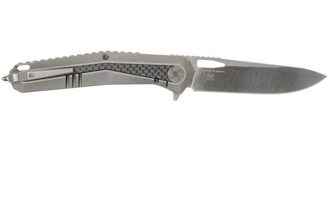 WE Knife Caliber 808B Pocket Knife, Grey Ti, CF Inlay, Satin Blade 4 WE Knife Caliber 808B Pocket Knife, Grey Ti, CF Inlay, Satin Blade - Image 2
