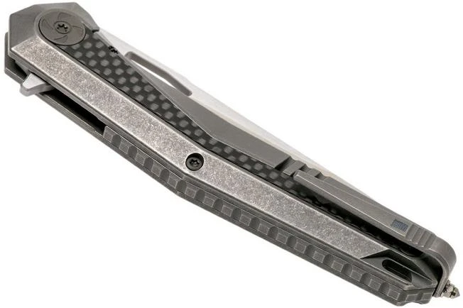 WE Knife Caliber 808B Pocket Knife, Grey Ti, CF Inlay, Satin Blade 6 WE Knife Caliber 808B Pocket Knife, Grey Ti, CF Inlay, Satin Blade - Image 4